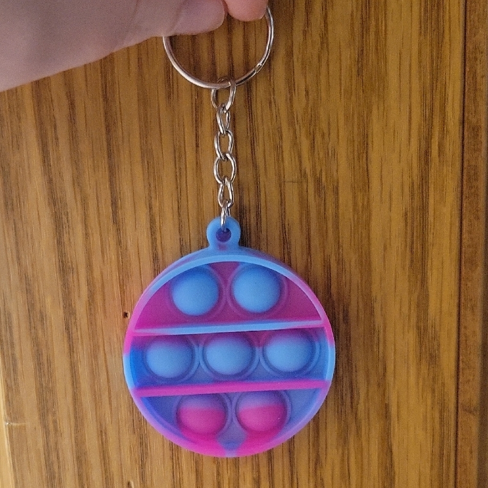 Vibrant Blue and Pink Pop It Keychain